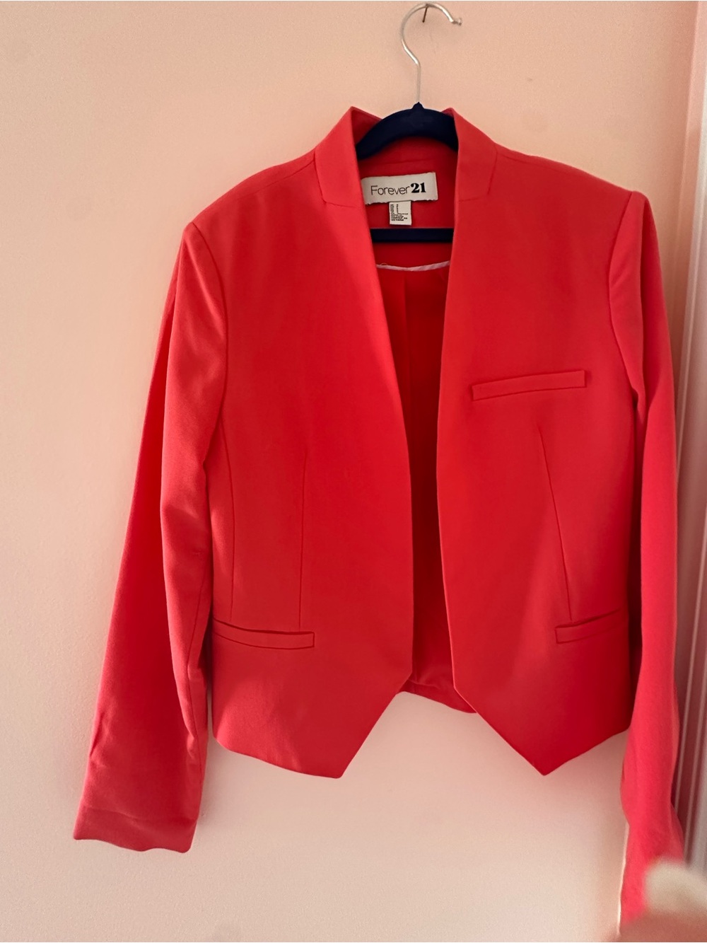 Forever 21 Bright Coral Open-Front Blazer
